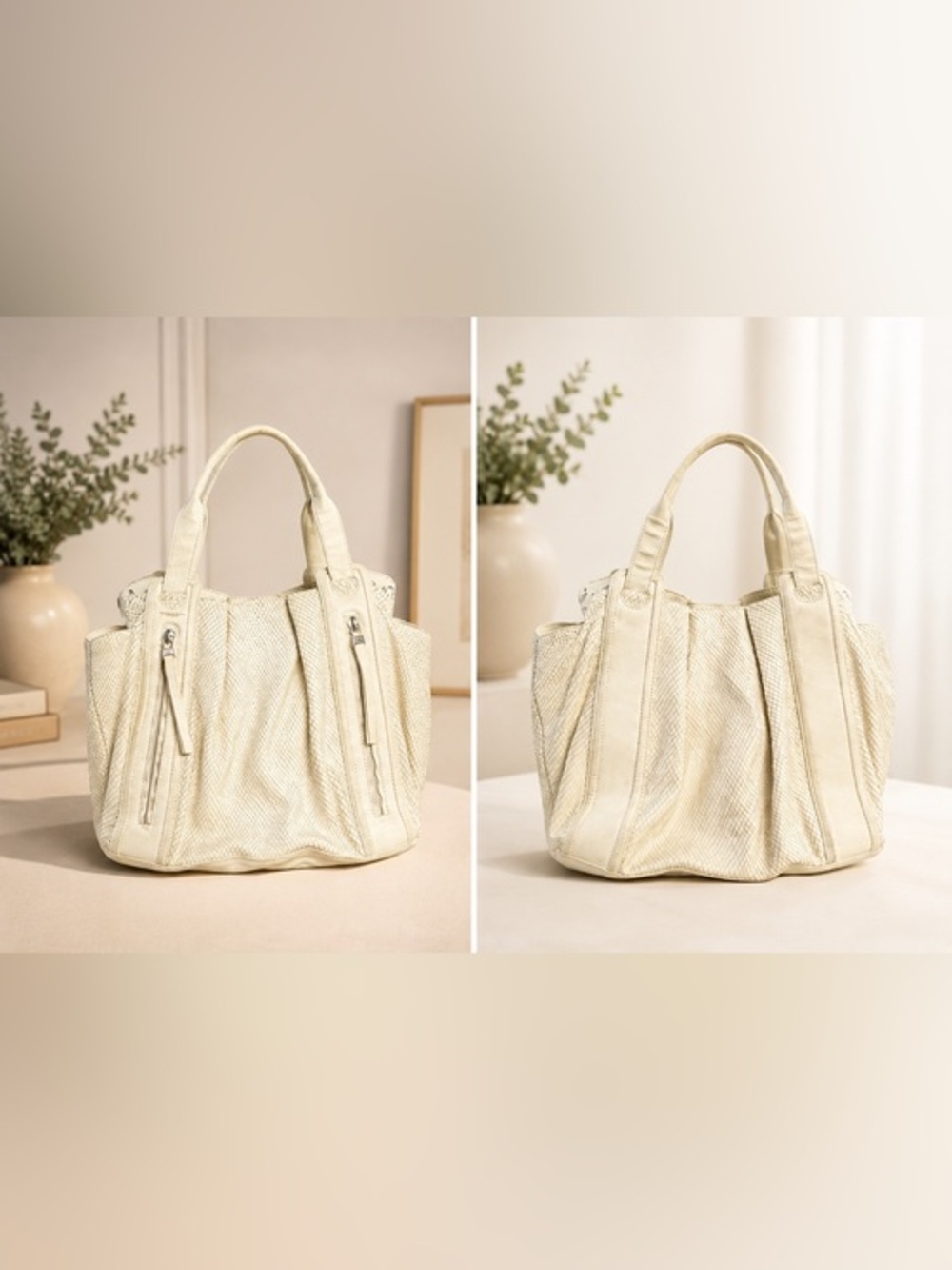 TOSCA BLU White Leather Python Embossed Tote Shoulder Bag Minoronzoni s.r.l.